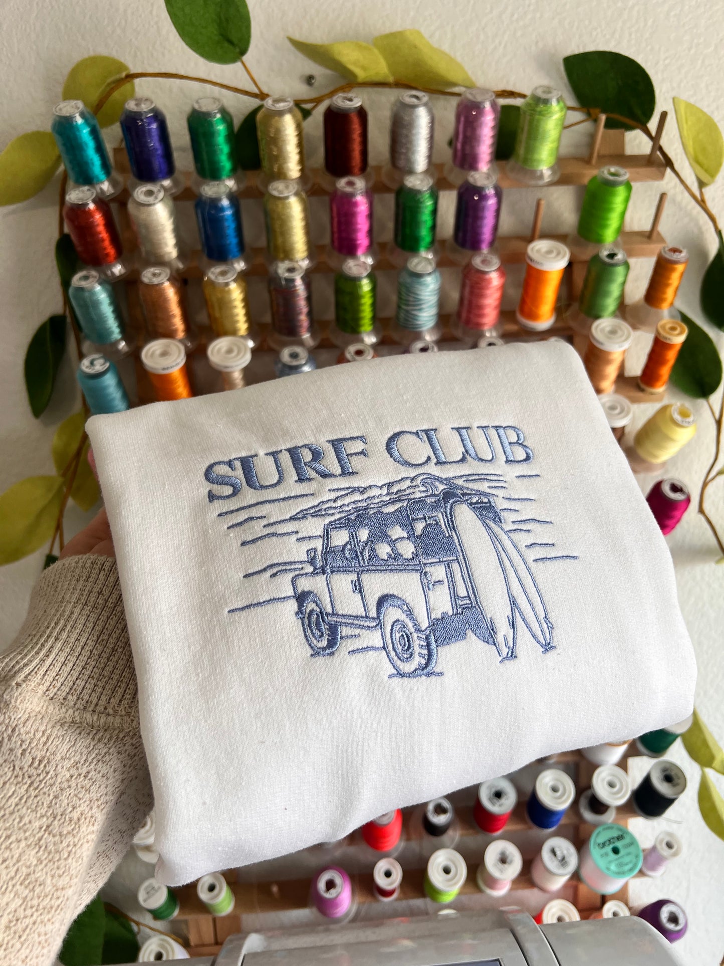 surf club embroidered crewneck