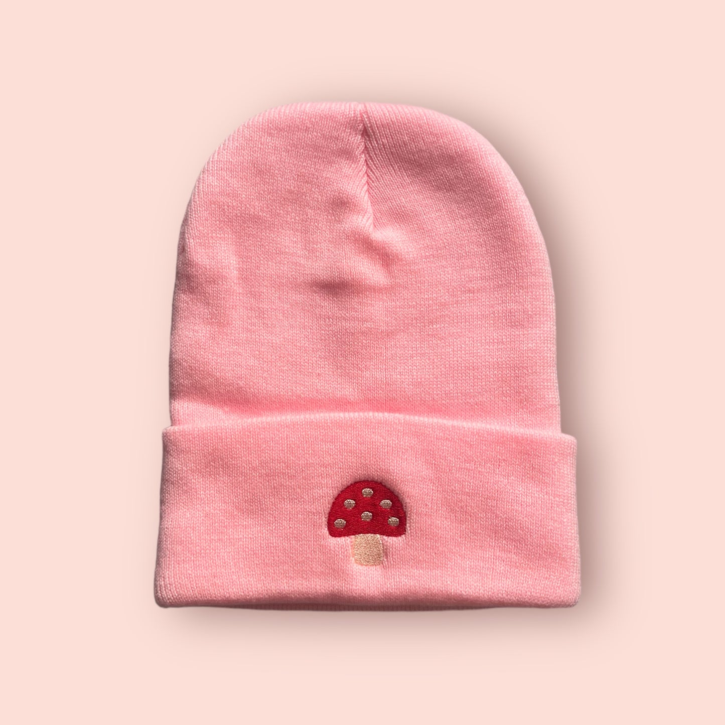 mushroom embroidered beanie