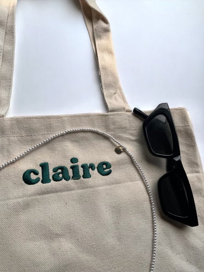 custom embroidered name tote bag