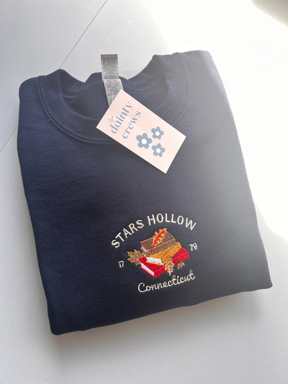 stars hollow embroidered crewneck