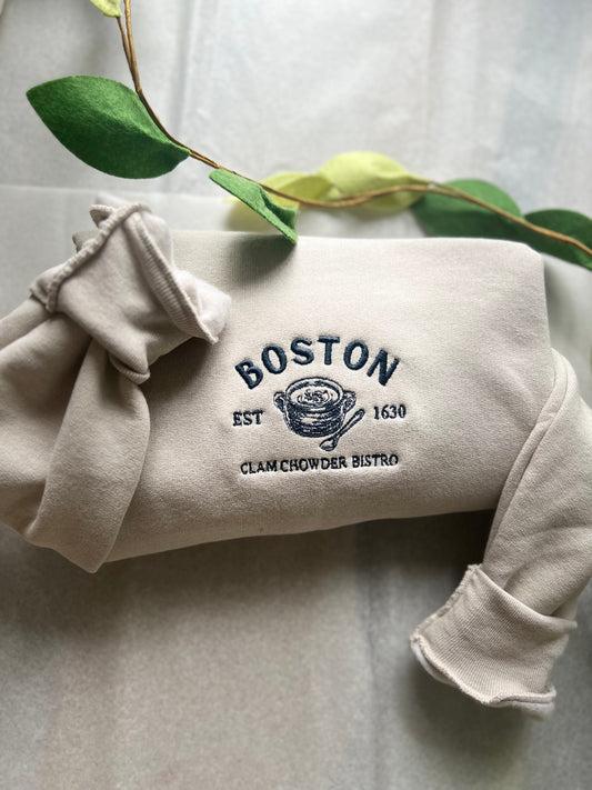 boston embroidered crewneck