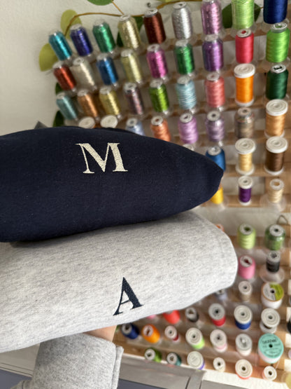 custom initial embroidered crewneck