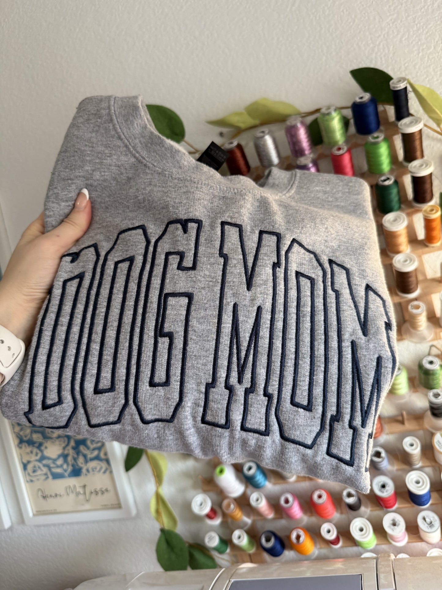 dog mom embroidered crewneck