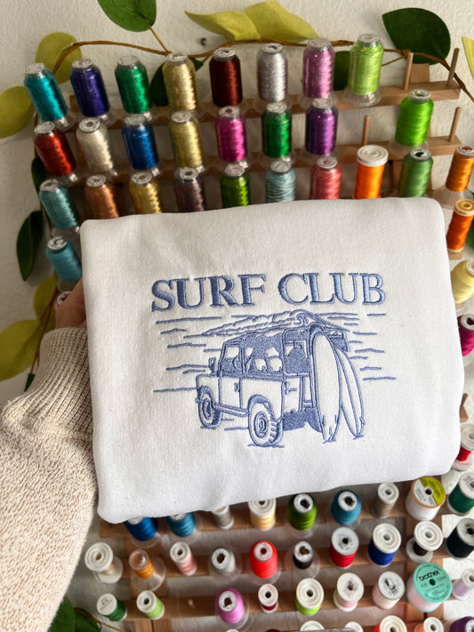 surf club embroidered crewneck