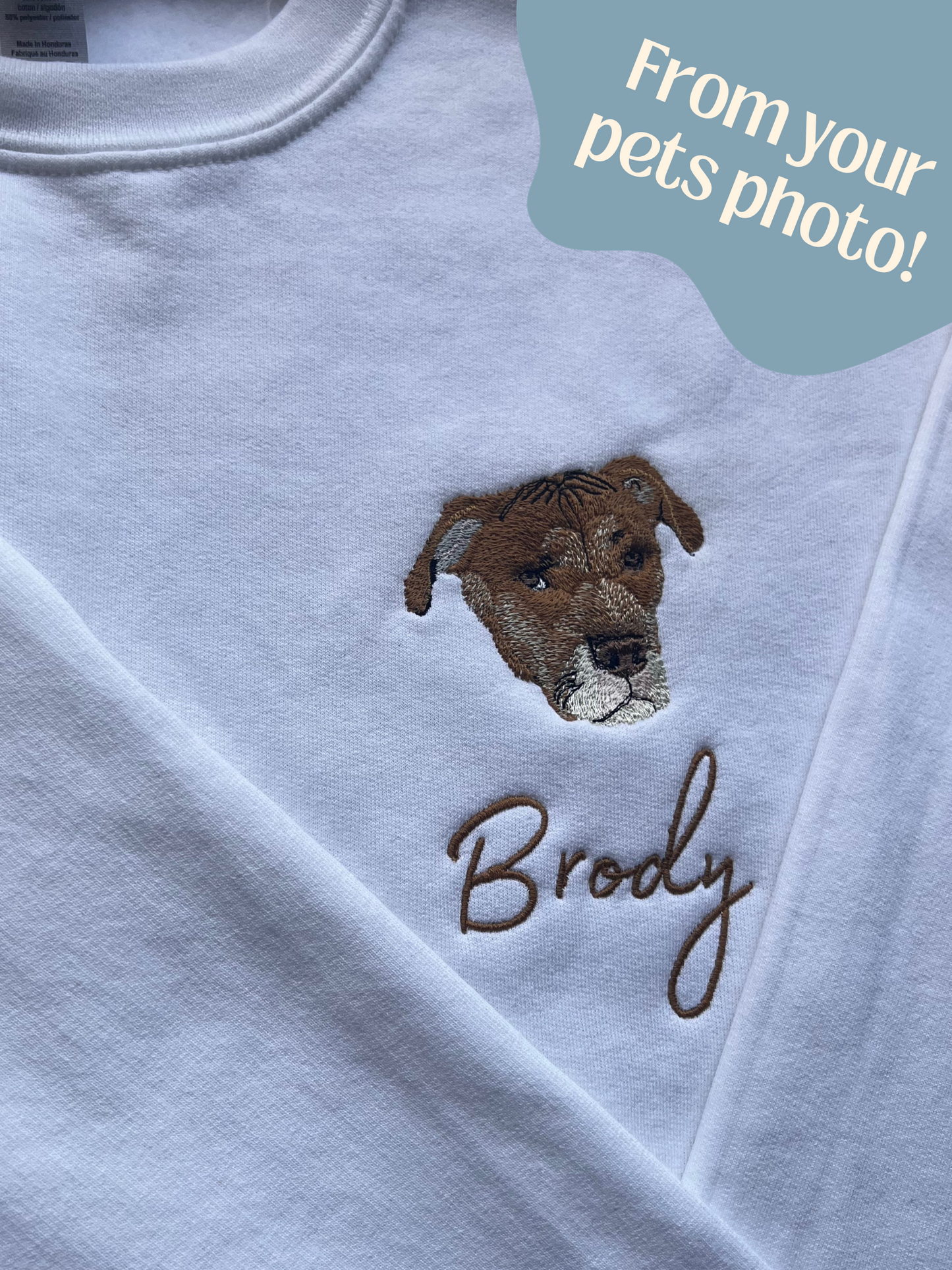 custom embroidered pet crewneck