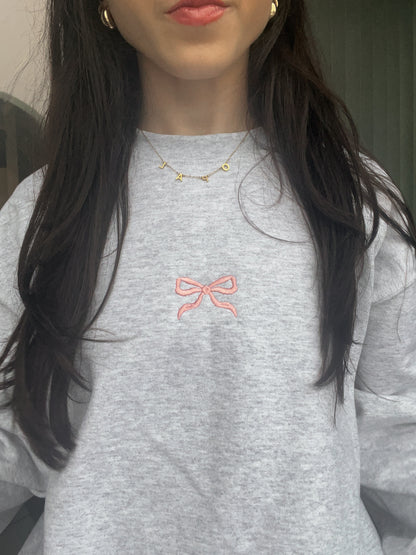 bow embroidered crewneck