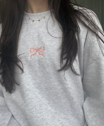 bow embroidered crewneck