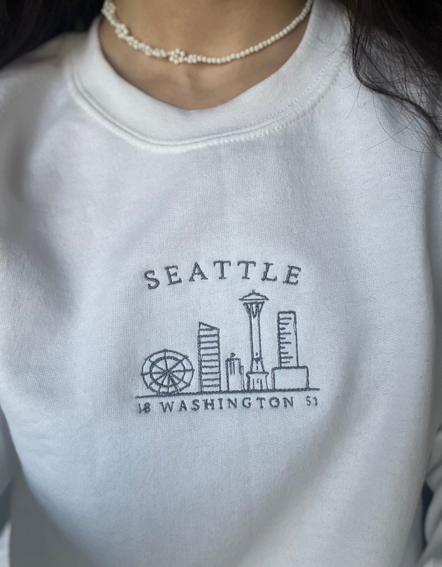 seattle embroidered crewneck