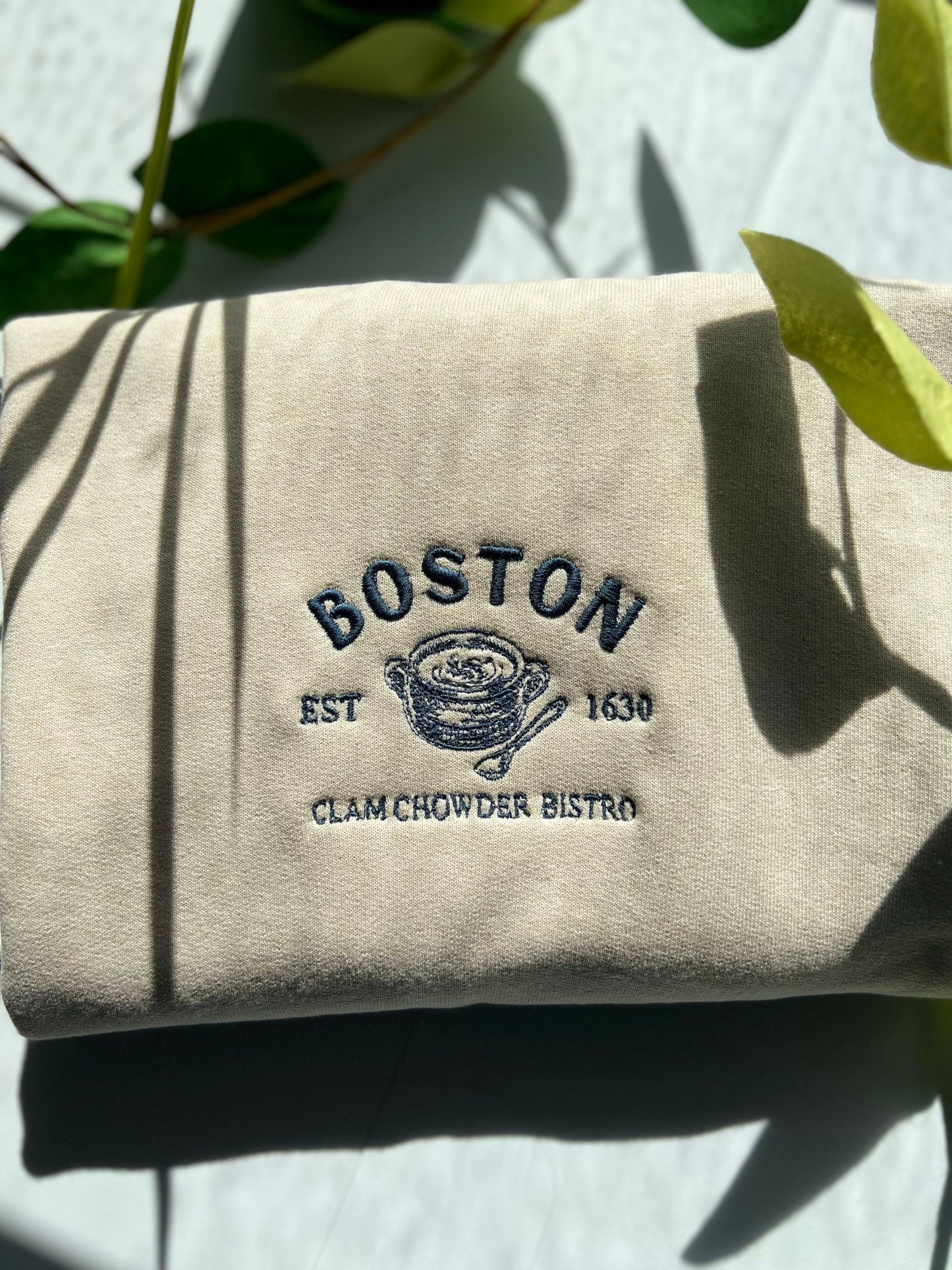 boston embroidered crewneck