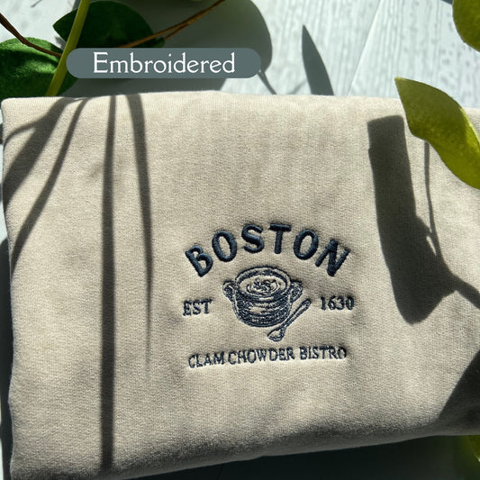 boston embroidered crewneck