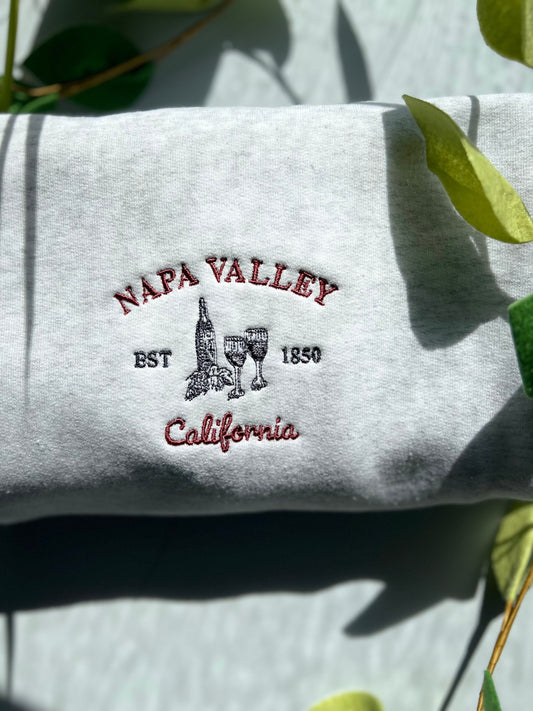 napa valley embroidered crewneck