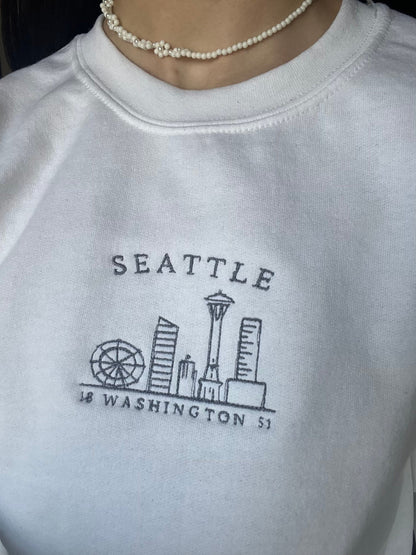 seattle embroidered crewneck