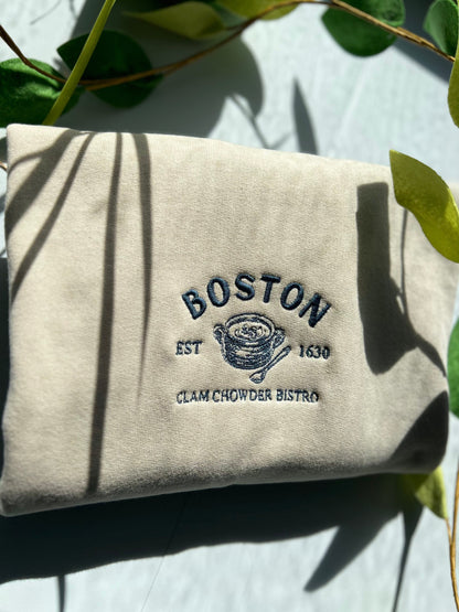 boston embroidered crewneck