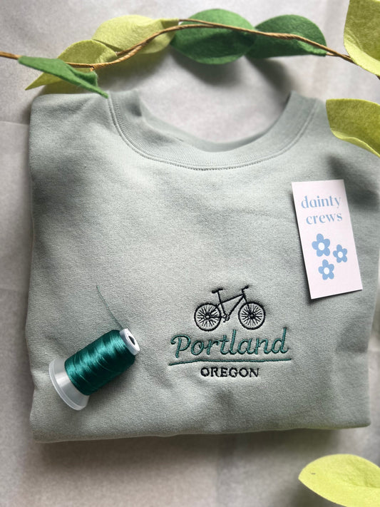 portland oregon embroidered crewneck