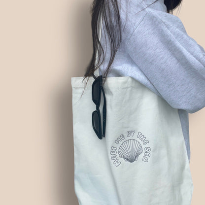 sea embroidered tote bag