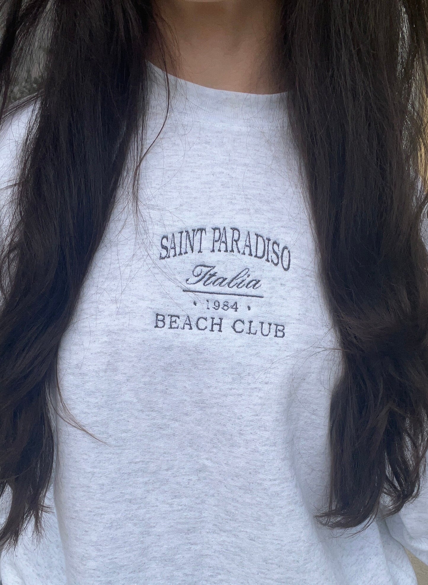 italia beach club embroidered crewneck