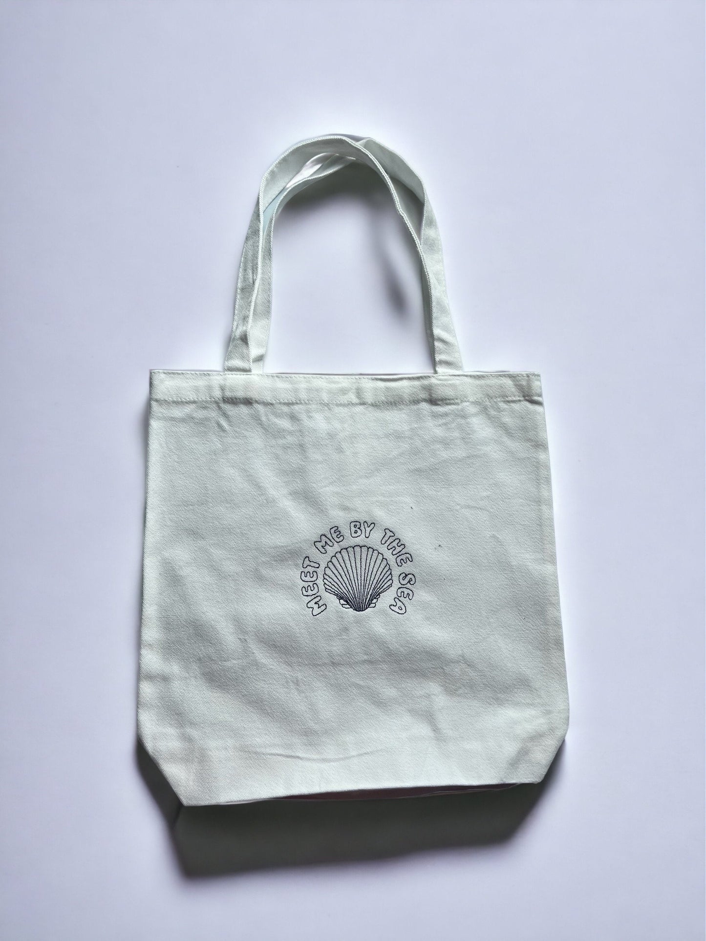 sea embroidered tote bag